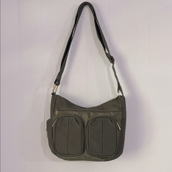 Travelon anti-theft signature twin pocket hobo crossbody bag purse shoulder bag - Picture 1 of 15